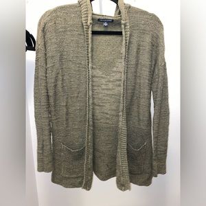 Green cardigan with hoodie